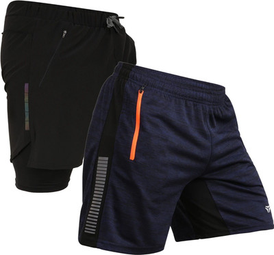 Kyk Solid Men Black, Dark Blue Casual Shorts
