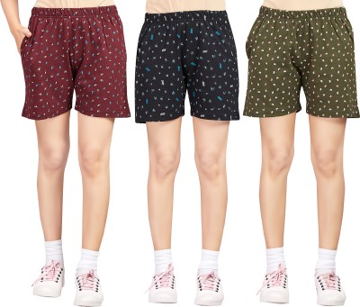 GWA Printed Women Multicolor Basic Shorts