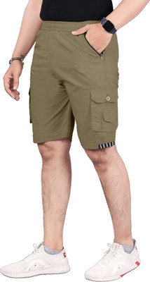 RAXAENTERPRISE Solid Men Beige Cargo Shorts, Casual Shorts