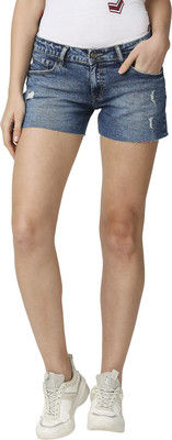 Pepe Jeans Solid Women Blue Denim Shorts