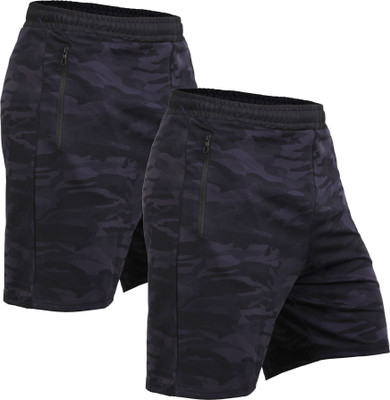 NINQ Solid Men Dark Blue Sports Shorts