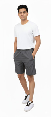 ARABINO Solid Men Grey Regular Shorts