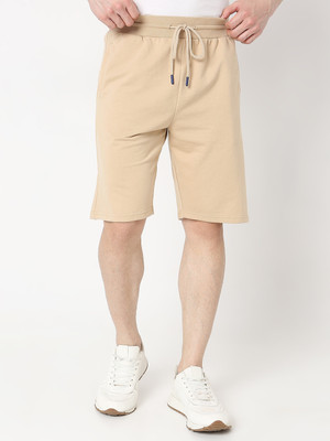 UnderJeans by Spykar Solid Men Beige Basic Shorts