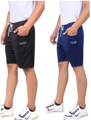 MAANU Solid Men Reversible Blue, Black Regular Shorts