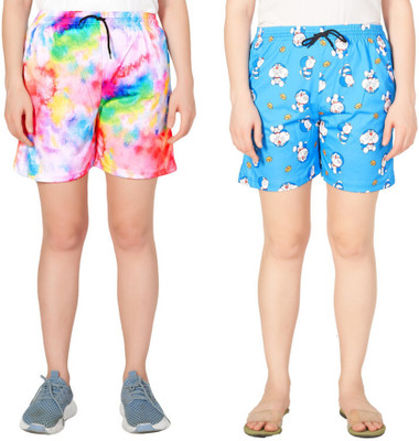 FAYDAMALL Printed Women Multicolor Regular Shorts
