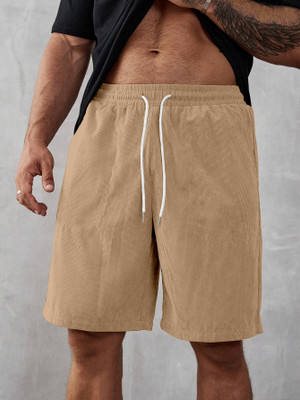Rajovati Solid Men Khaki Casual Shorts