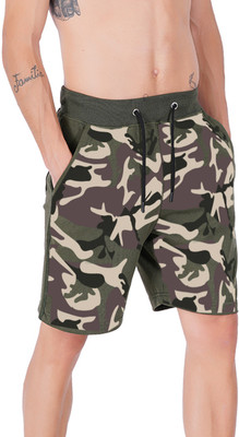 HOTFITS Printed Men Green Basic Shorts