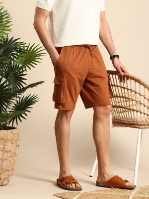 Mast & Harbour Solid Men Red Cargo Shorts