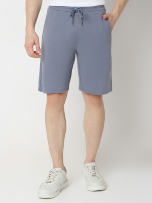 UnderJeans by Spykar Solid Men Blue Regular Shorts