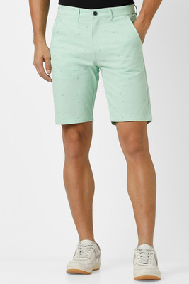 PETER ENGLAND Printed Men Green Regular Shorts