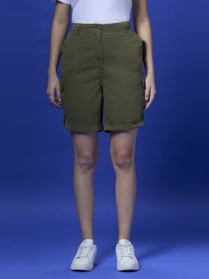 Pepe Jeans Solid Women Green Bermuda Shorts