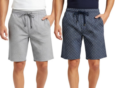 TCI Printed Men Grey, Blue Bermuda Shorts