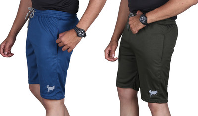 AARADH Solid Men Blue, Dark Green Sports Shorts