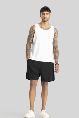 Snitch Solid Men Black Basic Shorts