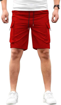Raavi By Gaurav Solid Men Red Regular Shorts