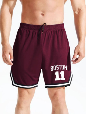 Culish Trend Printed Men Maroon Gym Shorts, Sports Shorts