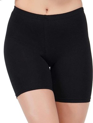 My Rose Solid Women Black Night Shorts, Regular Shorts, Sports Shorts, Running Shorts