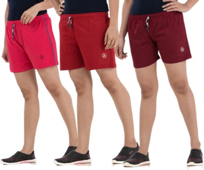 STYLE AK Solid Women Pink, Red, Maroon Regular Shorts