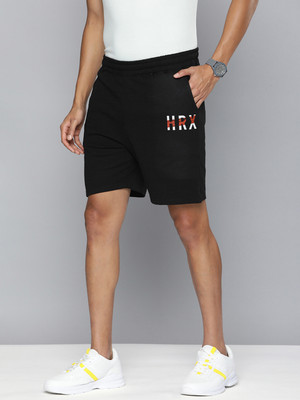 HRX by Hrithik Roshan Printed Men Black Regular Shorts