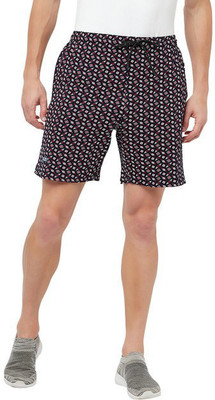 TT Printed Men Black Beach Shorts