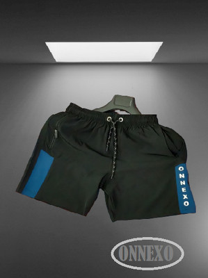 ONNEXO Self Design Men Black Running Shorts