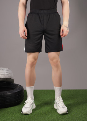 Force NXT Solid Men Black Sports Shorts