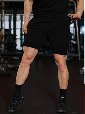 CULISH Self Design Men Black Compression Shorts