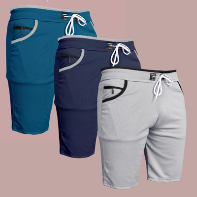 DARSHAN CREATION Printed Men Dark Blue, Silver, Light Blue Casual Shorts
