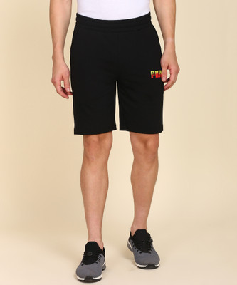 PUMA Solid Men Black Regular Shorts