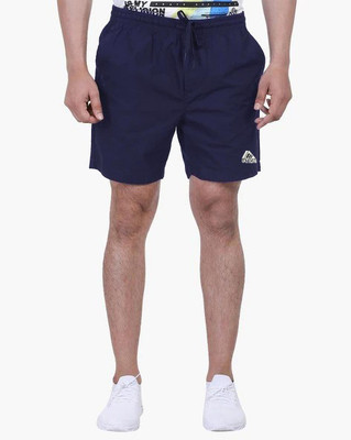 Iation Solid Men Blue Basic Shorts