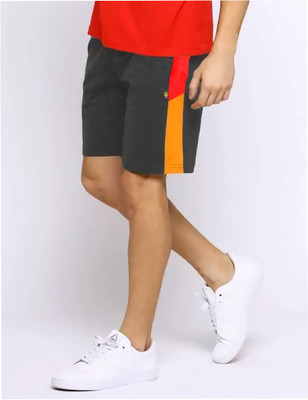 TheShoppyhub Color Block Men Black Regular Shorts