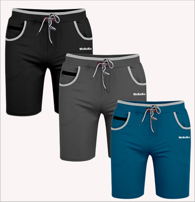 VINTHON Self Design Men Black, Dark Grey, Light Blue Regular Shorts