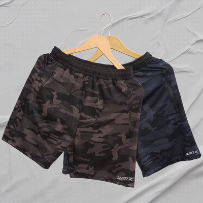 WMX Printed Men Dark Green, Dark Blue Casual Shorts