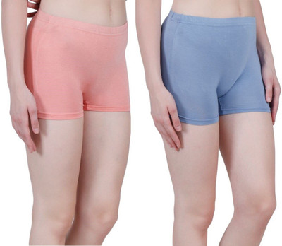 BAMBOOLOGY Solid Women Blue, Beige Casual Shorts, Gym Shorts, Basic Shorts