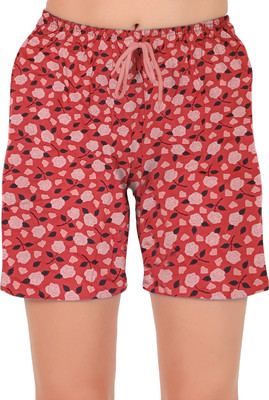 Lyra Floral Print Women Orange Night Shorts