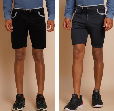 METRONAUT Solid Men Black, Grey Regular Shorts