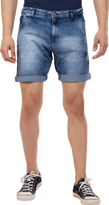 bEEVEE Solid Men Denim Blue Casual Shorts