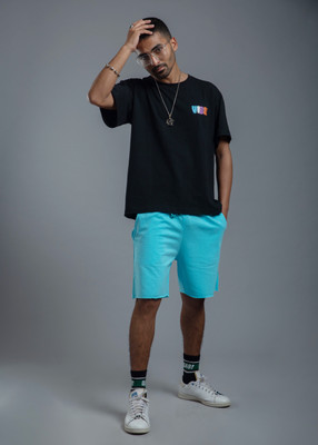 Muutos Solid Men Light Blue Regular Shorts