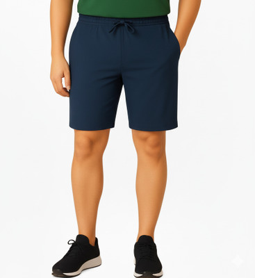 Paridhan Fabrics Solid Men & Women Blue Gym Shorts, Regular Shorts, Casual Shorts, Sports Shorts, Night Shorts