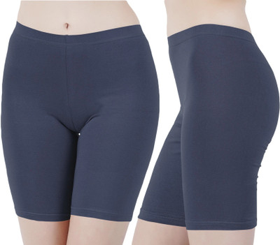 CKARFE Solid Women Dark Blue Gym Shorts, Regular Shorts, Cycling Shorts, Running Shorts
