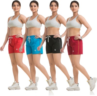 STYLE AK Solid Women Red, Green, Black, Maroon Regular Shorts