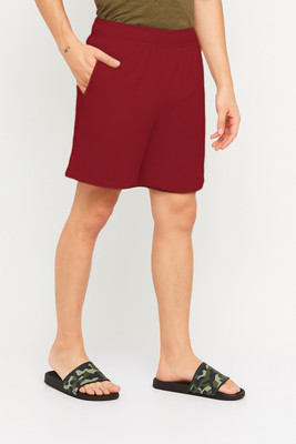 NACHU Solid Men Maroon Regular Shorts