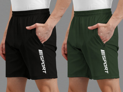 AVOLT Printed Men Black, Dark Green Casual Shorts