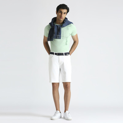 Pepe Jeans Solid Men White Denim Shorts