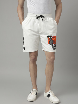 Free Authority Graphic Print Men White Regular Shorts