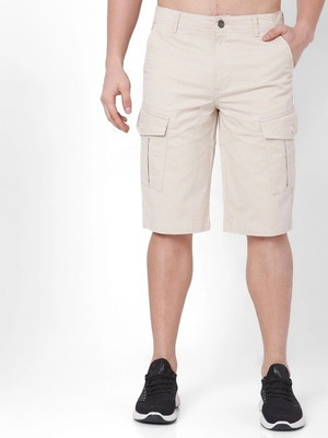 BLUEBARK Solid Men Beige Cargo Shorts