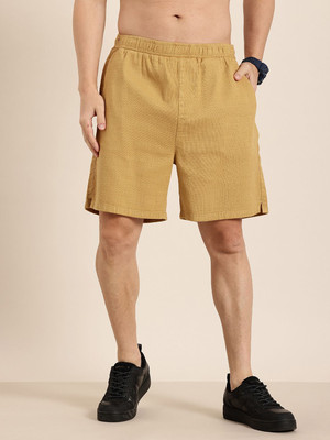 HERE&NOW Self Design Men Beige Regular Shorts