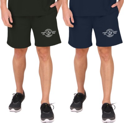 London Hills Printed Men Black, Dark Blue Basic Shorts