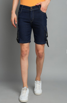 Linaria Solid Men Denim Dark Blue Denim Shorts