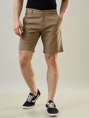 Tim Paris Solid Men Brown Basic Shorts